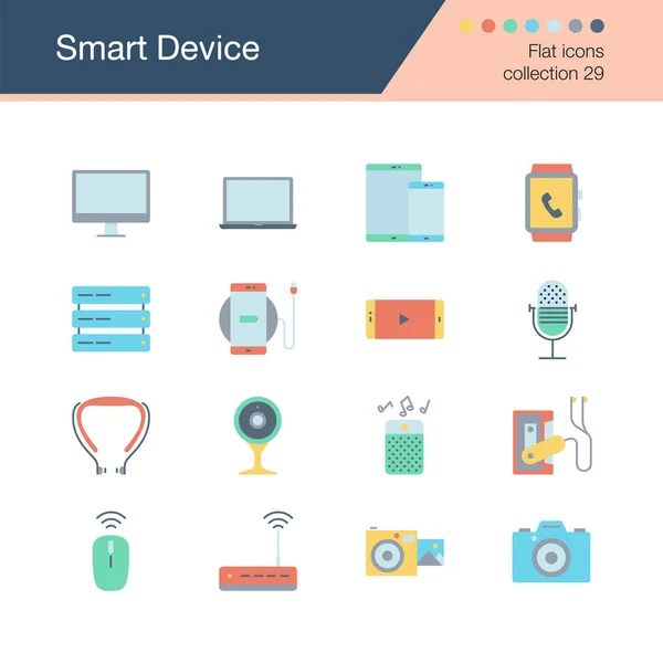 Иконки Smart Device Коллекция Плоского Дизайна Презентации Графического Дизайна Мобильного — стоковый вектор
