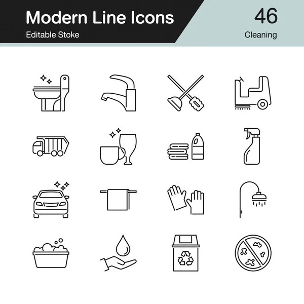 Чистящие Иконки Современный Линейный Дизайн Презентации Графического Дизайна Мобильного Приложения — стоковый вектор