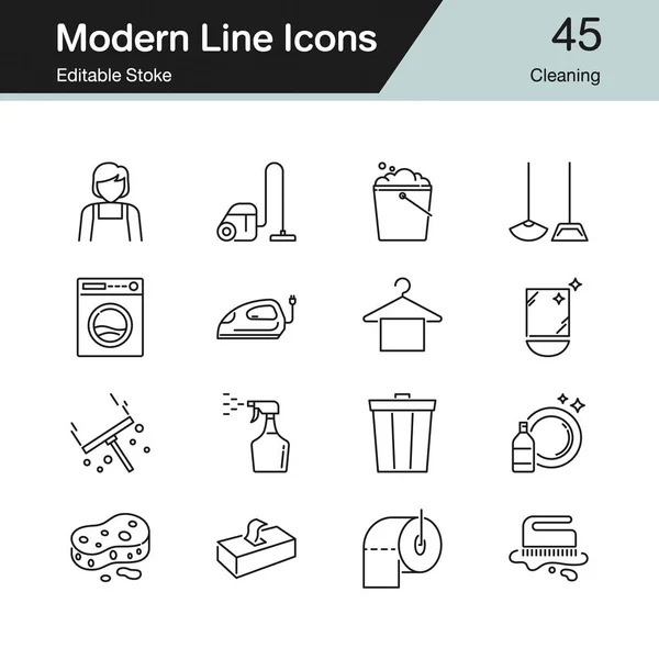 Чистящие Иконки Современный Дизайн Линии Презентации Графического Дизайна Мобильного Приложения — стоковый вектор