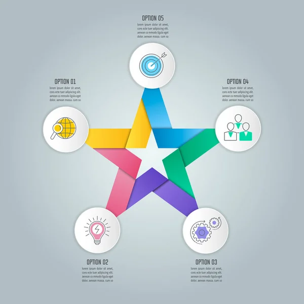 Kreatywna Koncepcja Infografiki Opcjami Częściami Lub Procesami Projektowanie Infografik Czasie — Wektor stockowy