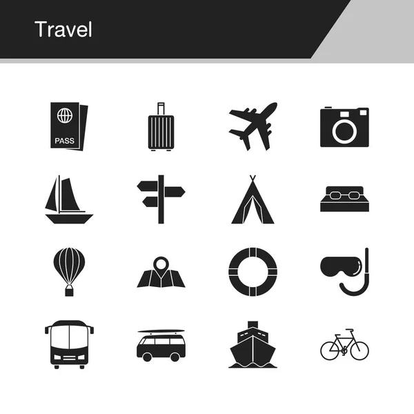 Icone Viaggio Progettazione Presentazione Grafica Applicazione Mobile Web Design Infografica — Vettoriale Stock