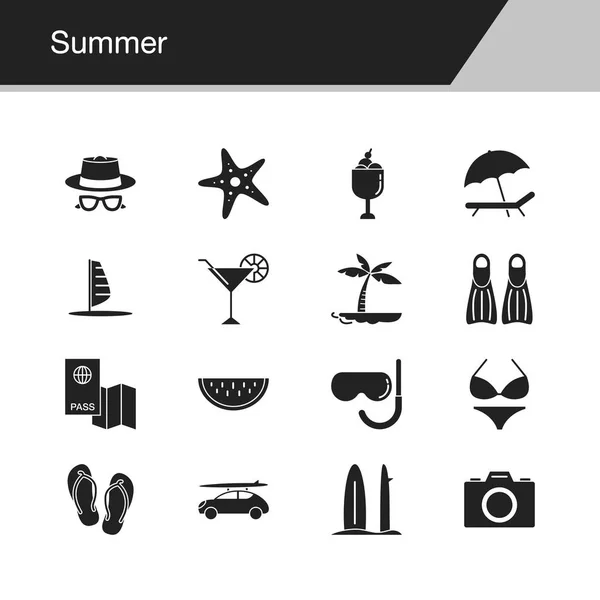 Summer Icons Design Presentation Graphic Design Mobile Application Web Design — Stock Vector