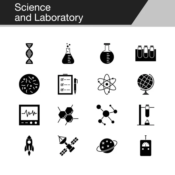 Science Laboratory Icons Design Presentation Graphic Design Mobile Application Web — Stock Vector