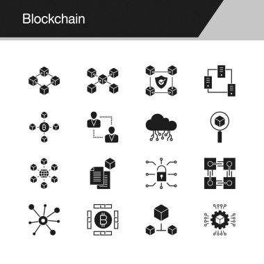 Blockchain simgeler. Tanıtım, grafik tasarım, mobil uygulama, web tasarım, infographics için tasarım. Vektör çizim.