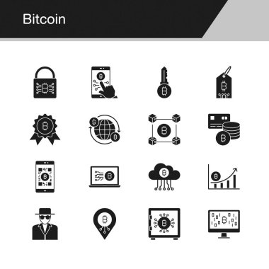 Bitcoin simgeler. Tanıtım, grafik tasarım, mobil uygulama, web tasarım, infographics için tasarım. Vektör çizim.