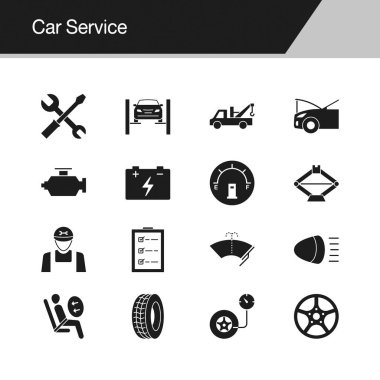Araba servisi simgeler. Tasarım tanıtım, grafik tasarım, mobil uygulama, web tasarım, infographics, Kullanıcı arabirimi için. Vektör çizim.