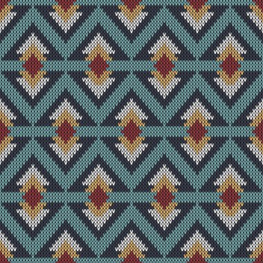 Geometrik soyut örme desen. Soyut etnik seamless modeli. Kazak, eşarp, yorgan ya da giysi doku için tasarım. Vektör çizim.