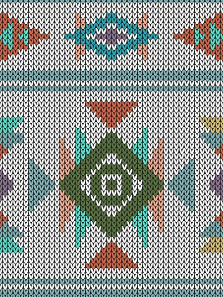 幾何学的な抽象的なニット パターン 抽象的な民族のシームレスなパターン セーター スカーフ 布団や服のテクスチャのデザインします ベクトル図 — ストックベクタ