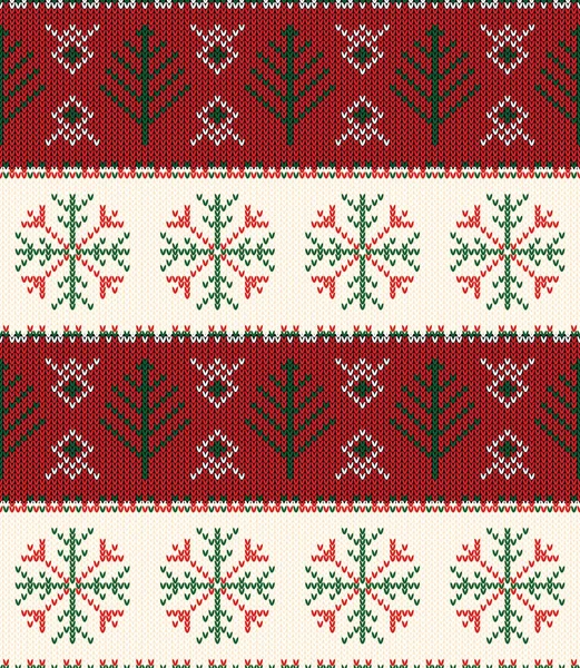 Christmas Knitted Pattern Winter Geometric Seamless Pattern Design Sweater Scarf — Stock Vector