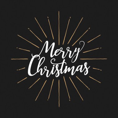 Tasarım ve dekorasyon yazı mutlu Noeller. Sezon tebrik veya davetiye kartı. Vektör çizim.