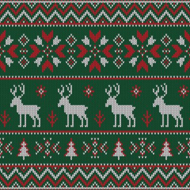 Noel örme desen. Kış geometrik seamless modeli. Kazak, eşarp, yorgan ya da giysi doku için tasarım. Vektör çizim.