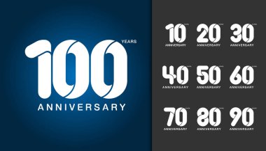 Set of anniversary logotype. Anniversary celebration design template for booklet, leaflet, magazine, brochure poster, web, invitation or greeting card. Vector illustration. clipart