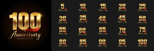 Verjaardag Logo Set Gouden Jubileum Viering Embleem Ontwerp Voor Bedrijfsprofiel — Stockvector