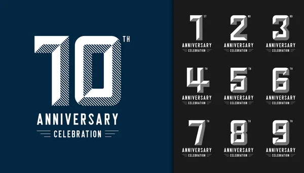 Uppsättning av årsdagen logotype. Moderna anniversary celebration ikonen — Stock vektor