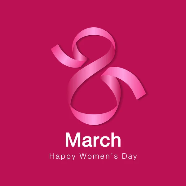 March Women Day Typographic Pink Background Invitation Greeting Card Booklet — Stock Vector