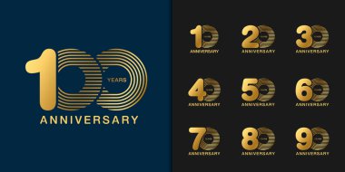 Set of anniversary logotype. Golden anniversary celebration embl clipart