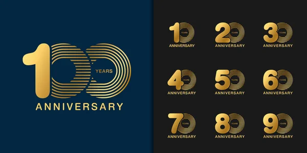 Set of anniversary logotype. Golden anniversary celebration embl — Stock Vector