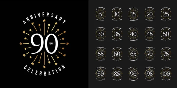 Ensemble de logotype anniversaire. Célébration anniversaire d'or embl — Image vectorielle