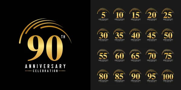 Set di logotipi dell'anniversario. Celebrazione dell'anniversario d'oro embl — Vettoriale Stock