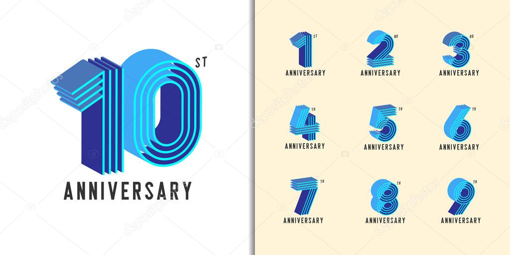 Modern colorful anniversary celebration icons design