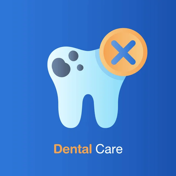 Concepto de cuidado dental. Dientes de mala higiene, prevención, control y tratamiento dental . — Archivo Imágenes Vectoriales