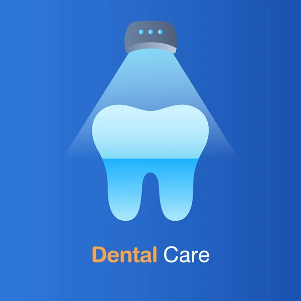 Concepto de cuidado dental. Blanqueamiento, prevención, control y tratamiento con láser dental . — Archivo Imágenes Vectoriales