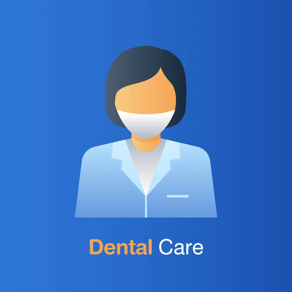 Concepto de cuidado dental. Dentista, prevención, control y tratamiento . — Archivo Imágenes Vectoriales