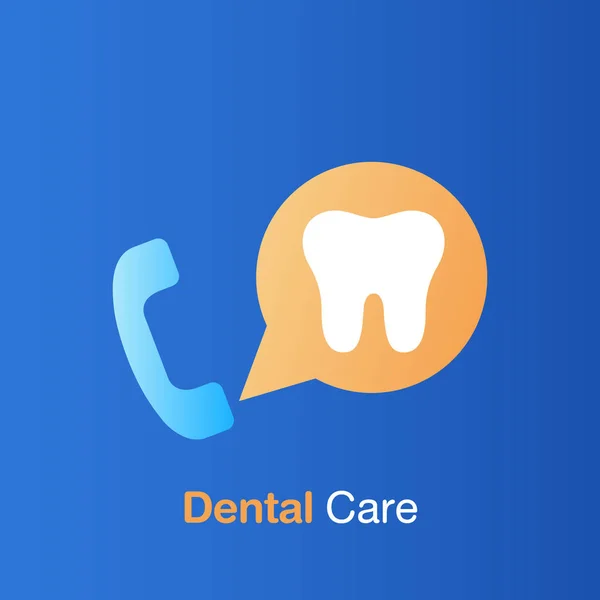 치과 치료 개념입니다. 치과 서비스 정보 콜 센터. — 스톡 벡터