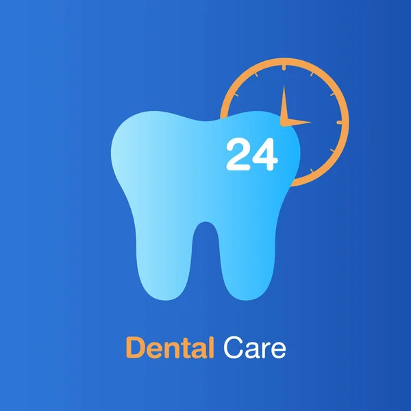 Tandheelkundige zorg concept. Goede hygiëne tand, preventie 24 hrs, check up en tandheelkundige behandeling. — Stockvector