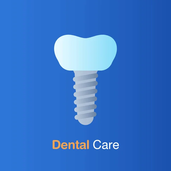 Concepto de cuidado dental. Implante odontológico, terapia de conductos radiculares, prevención, control y tratamiento dental . — Archivo Imágenes Vectoriales