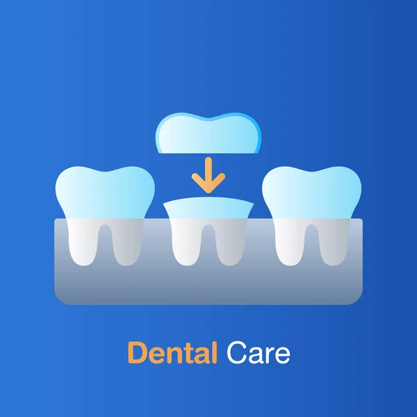 Concepto de cuidado dental. Implantes odontológicos, prevención, control y tratamiento dental . — Archivo Imágenes Vectoriales