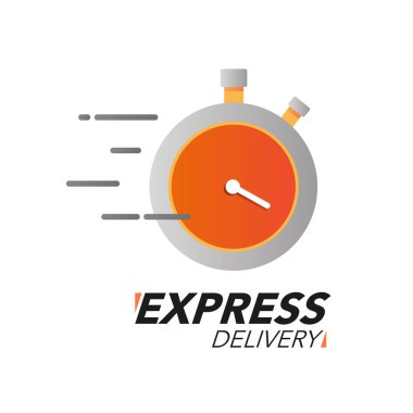 Ekspres teslimat simgesi kavramı. Saat simgesi Servisi, sipariş, hızlı ve dünya çapında nakliye için durdurmak.