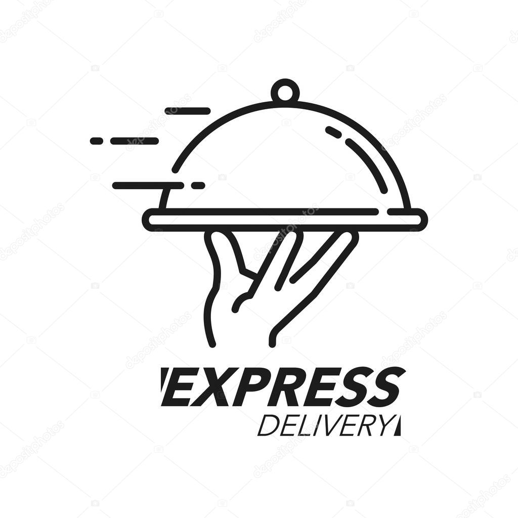 Express delivery icon concept. Hand holding the dish icon for service, order, fast, free and worldwide shipping.