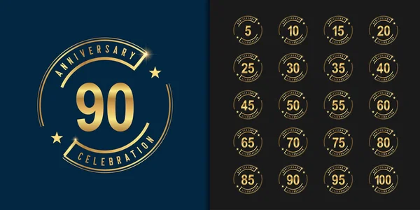 Set van jubileum logo. Golden Anniversary Celebration embleemontwerp — Stockvector