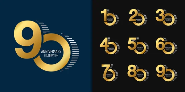 Set van jubileum logo. Golden Anniversary Celebration embleemontwerp. — Stockvector