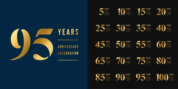 Állítsa be az évforduló emblémát. Golden Anniversary ünnepség embléma tervezés. — Stock Vector