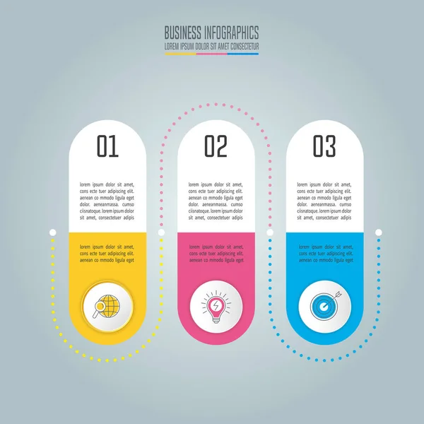 Kreatives Konzept für Infografik mit 3 Optionen, Teilen oder Prozessen. — Stockvektor