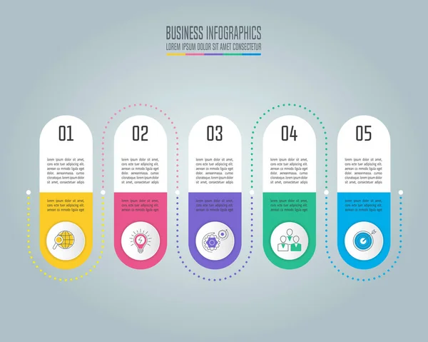 Creative concept for infographic with 5 options, parts or processes — Stock Vector