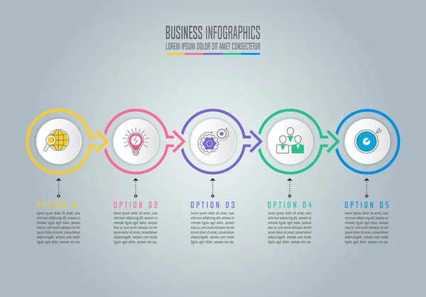 Infographic design business concept with 5 options. — Stock Vector