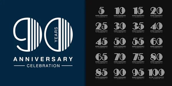 Set of anniversary logotype. Modern anniversary celebration icons design. — Stock Vector
