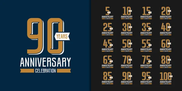 Conjunto Logotipo Aniversario Premium Diseño Emblema Celebración Del Aniversario Oro — Archivo Imágenes Vectoriales