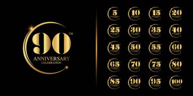 Set of premium anniversary logotype. Golden anniversary celebration emblem design for company profile, booklet, leaflet, magazine, brochure, web, banner, invitation or greeting card. Vector illustration. clipart