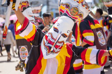 Tayland Haziran 16: Phitakhon festival Phitakhon maskeleri ve dans festivali ve uluslararası maskesi: loei Tayland il 16 Haziran 2018 üzerinde göstermek için