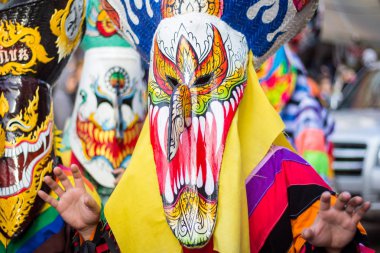 Tayland Haziran 16: Phitakhon festival Phitakhon maskeleri ve dans festivali ve uluslararası maskesi: loei Tayland il 16 Haziran 2018 üzerinde göstermek için