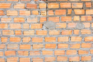 Bir tuğla duvar paneli clutching tuğla ve harç, bağlayıcılar beton orta oluşur.