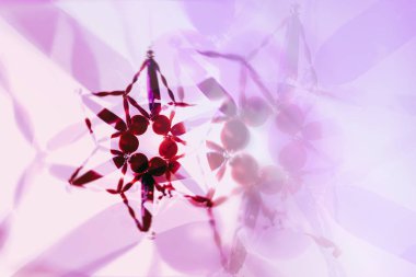 Dekoratif Noel yıldız süsleme, bulanık selectiv pembe arka plan. Arka plan kullanım için kopya alanı