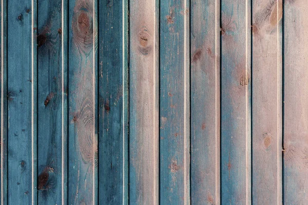 Blue painted wooden surface, texture, different blue shades. Rustic natural wood vertical planks with cracks, scratches for background with space for text — Stock Photo, Image