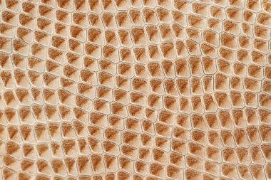 Doku ışık kahverengi hakiki deri yakın çekim, kabarık ölçekler sürüngenler, mat yüzey, trendy arka plan ile. Alışveriş, konsept üretim