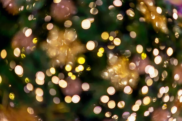 Αφηρημένη κυκλικό φως bokeh, Πρωτοχρονιά και Χριστούγεννα εορταστική φόντο των defocused διακοσμημένες γιρλάντες δέντρο — Φωτογραφία Αρχείου