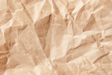 Buruşmuş ekolojik ya da kraft kağıdı. Arkaplan için eski kağıt yüzey dokusu